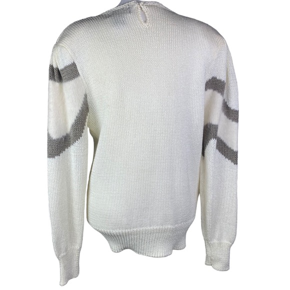 CeZanne Vintage 80s angora blend sweater in cream and brown M - Picture 3 of 11